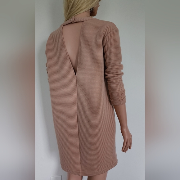 ASOS DRESS BEIGE RIBBED THICK SHIFT DRESS SZ.4 - Picture 6 of 9